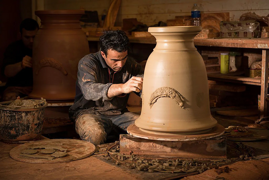Anduze pottery displayed indoors as a timeless, elegant interior decoration piece.